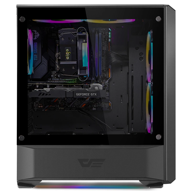 DarkFlash T20 PC компьютерный чехол ATX/Micro ATX RGB светильник полоса прозрачная сторона домашний офис черный игровой компьютерный чехол шасси