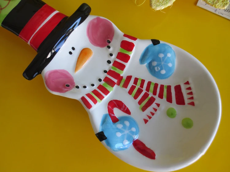 Снеговик, рождественский подарок, ложка в форме совы, креативная керамическая посуда, ручная роспись кухонной посуды
