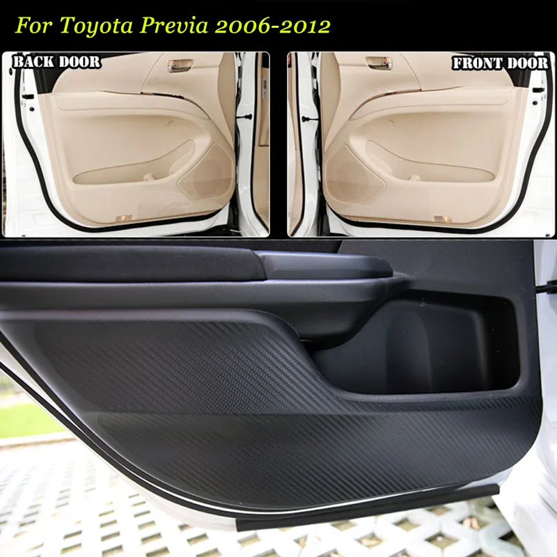 

4pcs New Interior Carbon Fiber Doors Side Edge Anti-kick Protection Pad Sticker For Toyota Previa 2006-2012