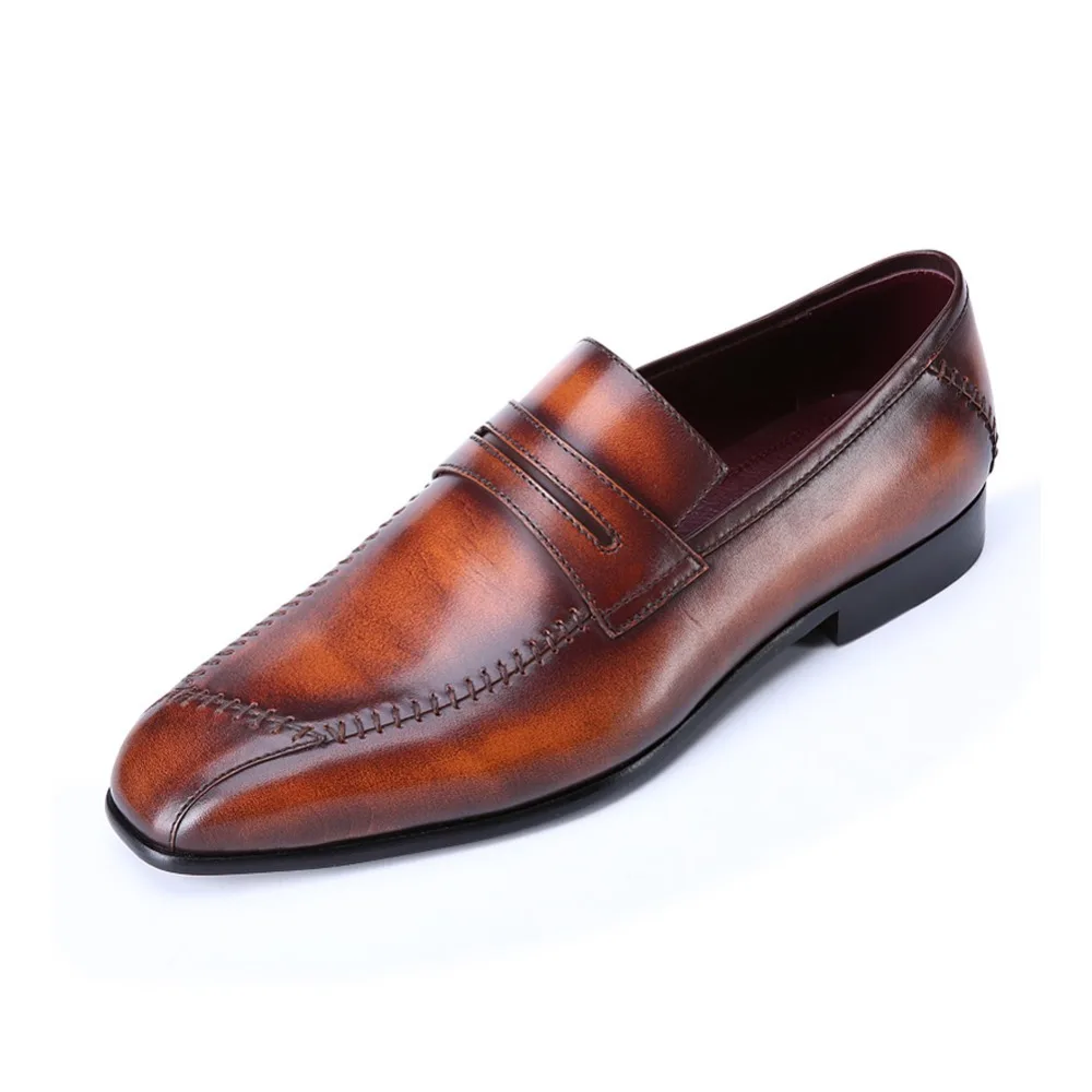 TERSE_Goodyear welted mens dress shoes luxury dress shoes in orange handmade Italian genuine leather male formal shoes