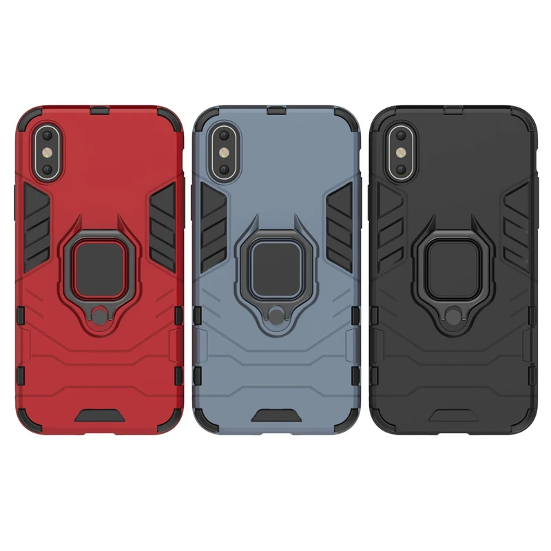 

WTSZKL armor with bracket mobile phone case for iphone X XR XS max hybrid TPU + hard PC case for iPhone 8 7 6 6S Plus