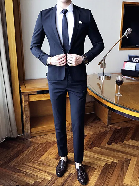 Купить Для мужчин s Нарядные Костюмы для свадьбы смокинг комплект Slim ...