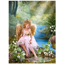 DIY, Полная площадь, алмазная вышивка, Мультяшные ангелы фото на заказ, алмазная живопись, вышивка крестом, 3D, Алмазная мозаика, декор JS1535