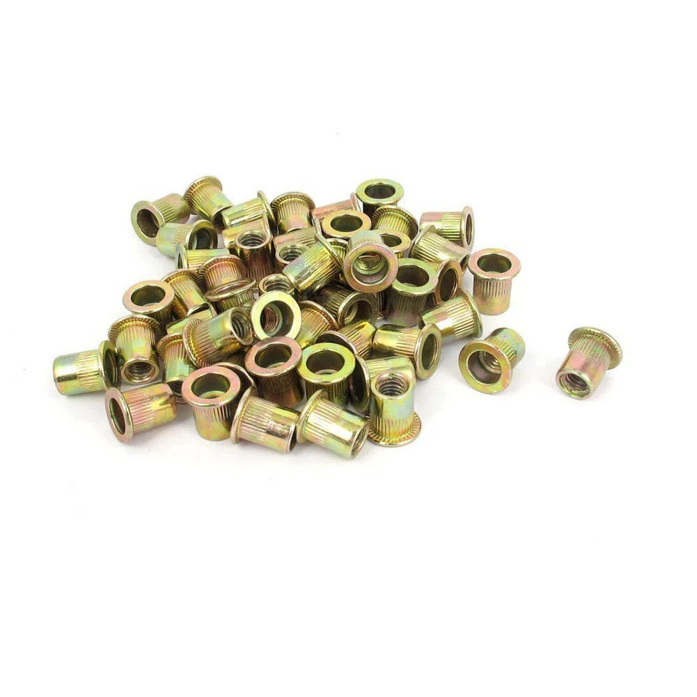 

HHTL-M6x12mm Flat Head Threaded Rivet Nut Insert Nutsert Fasteners 50 Pcs