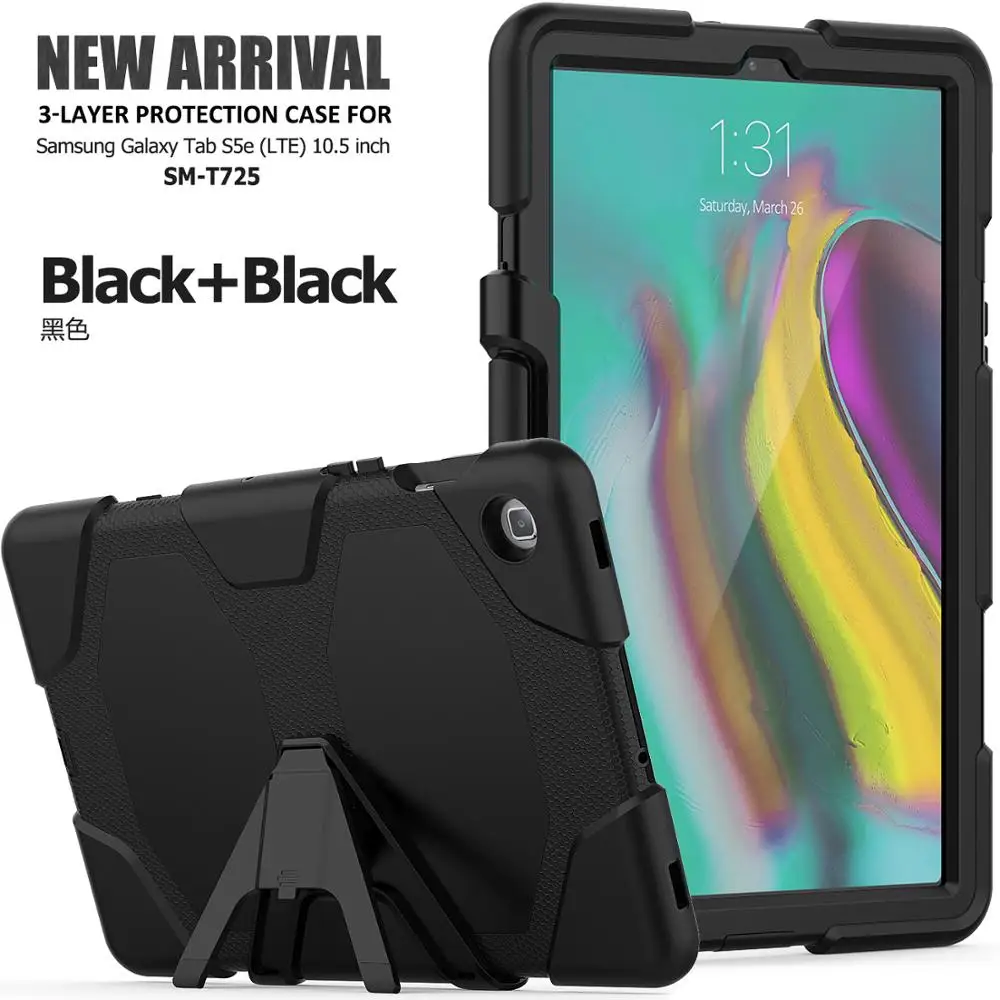 

Kids Soft Silicone+PC Back Kickstand Amor Heavy Duty case For Samsung Galaxy Tab S5E 2019 SM-T720 SM-T725 Tablet cover stand+pen