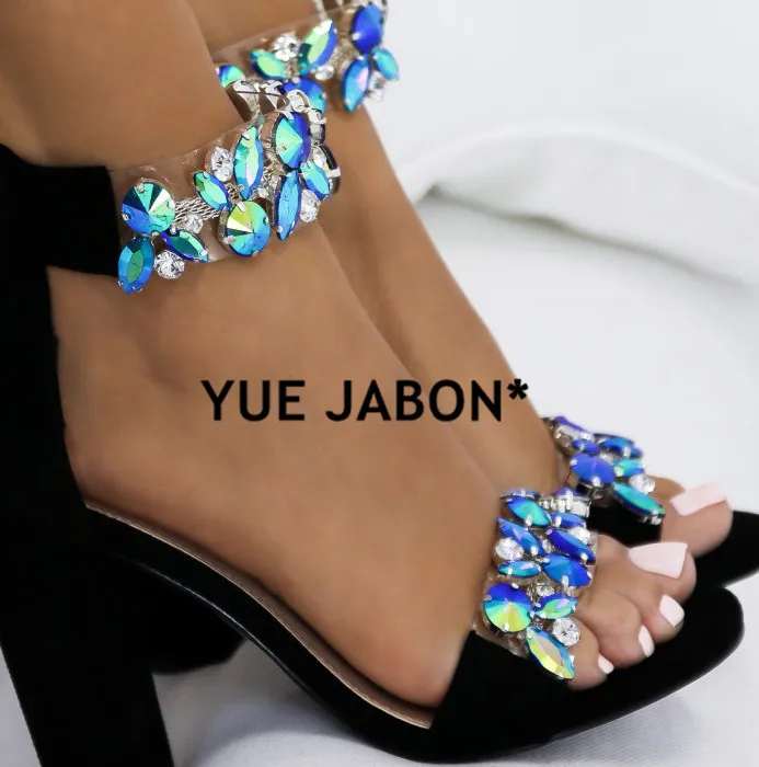 Роскошные босоножки на толстом каблуке с кристаллами, фирменный дизайн, пикантные женские босоножки на высоком каблуке со стразами, элегантная женская обувь для вечеринок, европейский размер 43