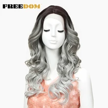 FREEDOM Hair Synthetic Wig For Women 24 Inch Lace Front Wigs For Black Women Long Loose Wave Heat Resistant Synthetic Hair Wigs