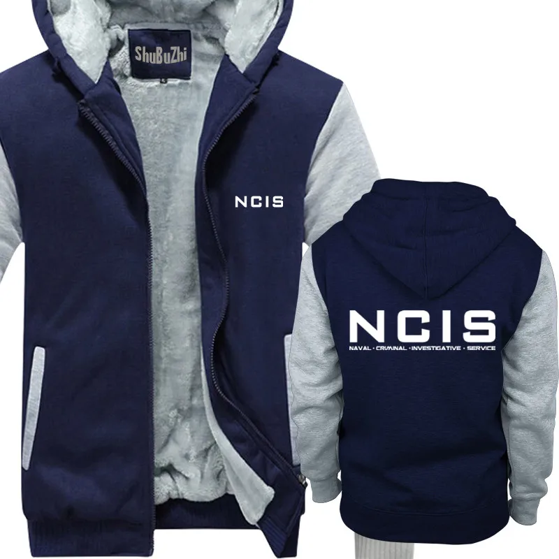 NCIS, толстовка, модный бренд, полиция, ТВ, шоу, крутой логотип, для мужчин, толстая флисовая толстовка, теплые толстовки, зимняя куртка, Мужская куртка, европейский размер - Цвет: navy grey