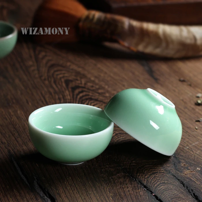 1 шт. китайская фарфоровая чайная чашка Longquan Celadon Kung Fu с блюдцем 35 мл Китай