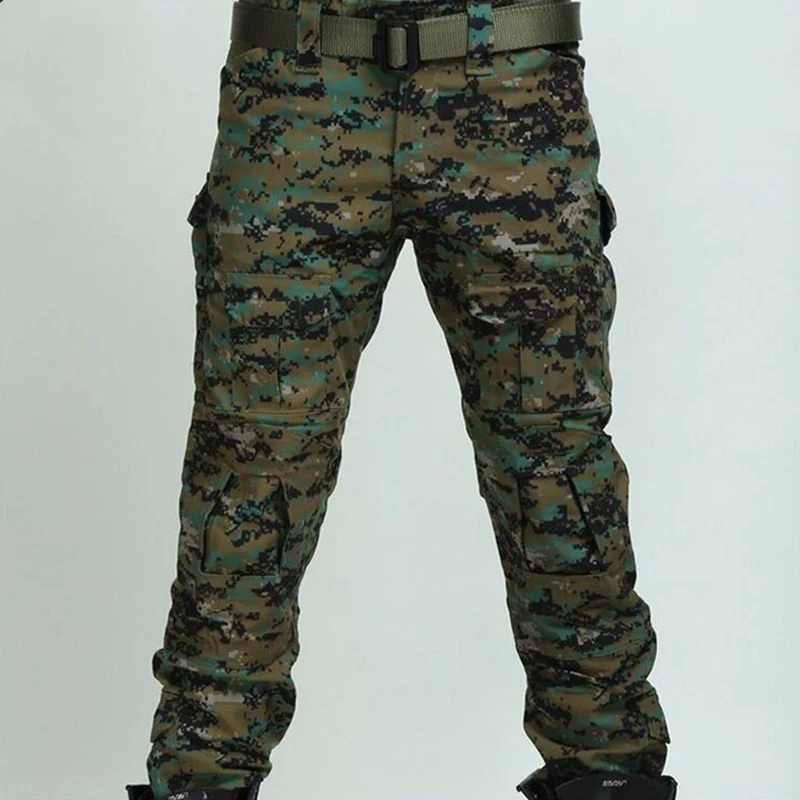 Камуфляжные военные тактические штаны, армейская Военная униформа для страйкбола, Пейнтбольные боевые брюки-карго, без наколенников, мужские армейские брюки - Цвет: Jungle camo