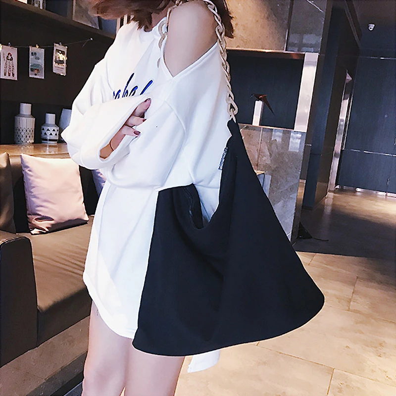 Youda Большая вместительная одноцветная сумка на плечо корейская модная женская сумка-мессенджер простая Индивидуальная сумка-тоут для покупок