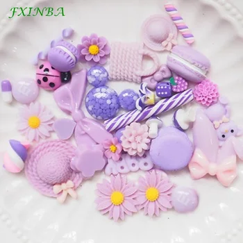

FXINBA 1/3/5/10pcs Purple Charms For Slime Filler DIY Ornament Phone Decoration Resin Charms Lizun Mud Clay Slime Supplies Toys