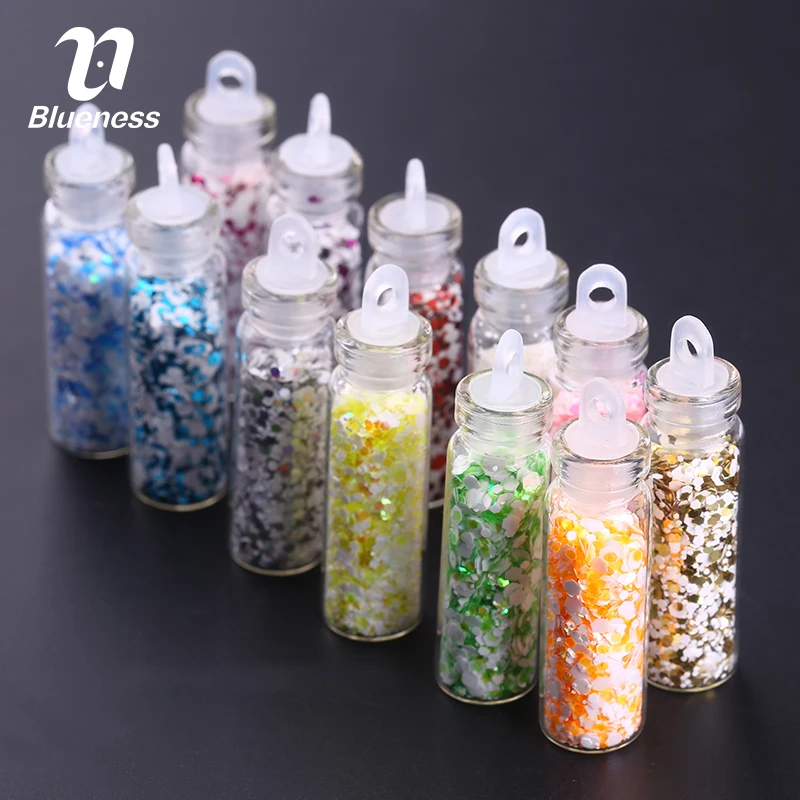 

Blueness 12Bottles Mixed Colors Nail Art Small Size Hexagonal Sequins Decorations For Nails Snowflake Design Accessories ZP225