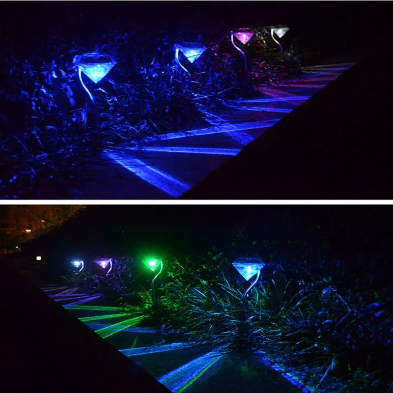 Emissor de Luz Caminho da Lâmpada Impermeável ao ar Lâmpadas de Decoração Luzes de Rua Paisagem da Lâmpada da Lanterna Diodo Solar Jardim Diamante Quintal Livre Gramado 10 Pcs 11 Cheap Lâmpadas solares