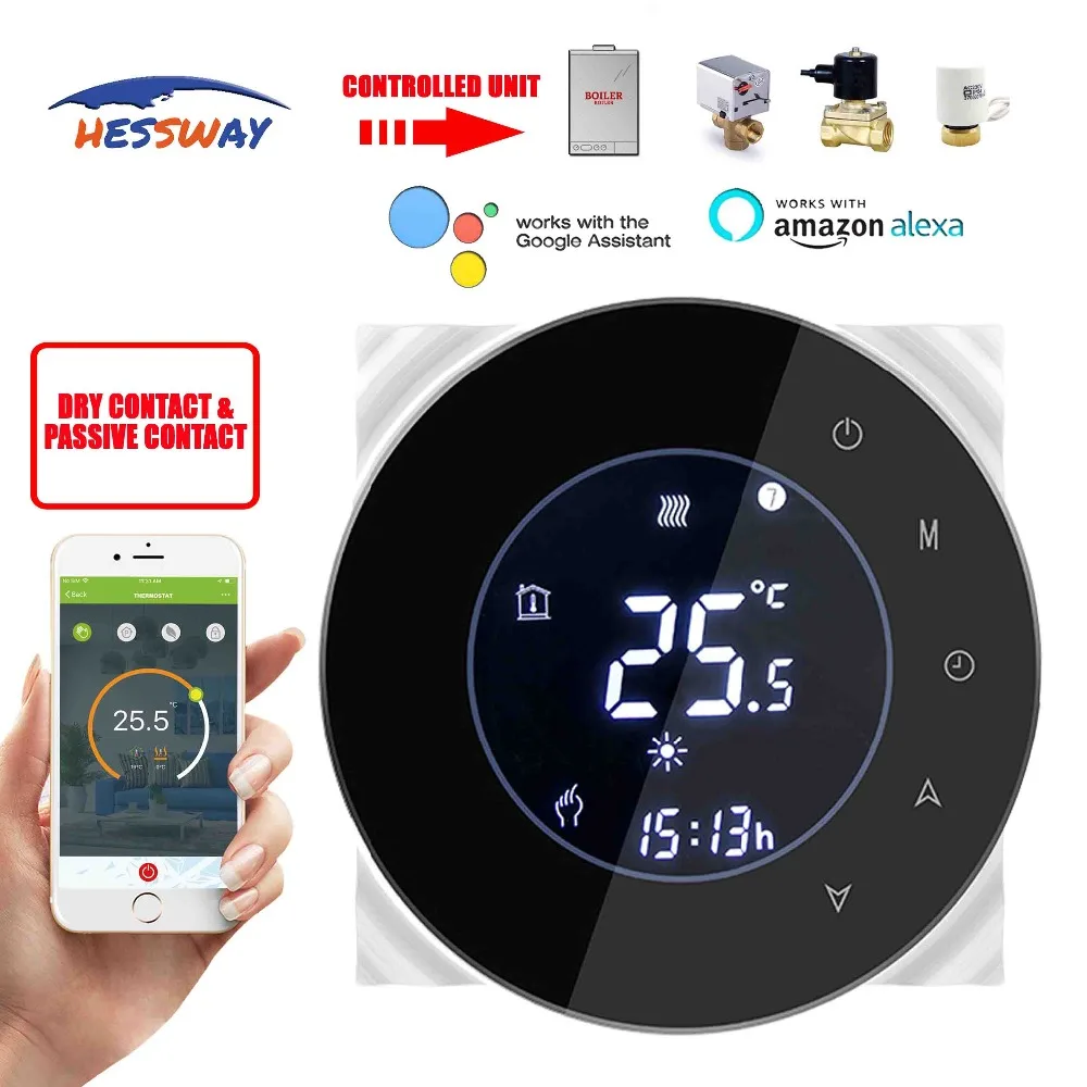 HESSWAY YUYA CHIP alexa google умный термостат WIFI для газового котла клапана сухого контакта