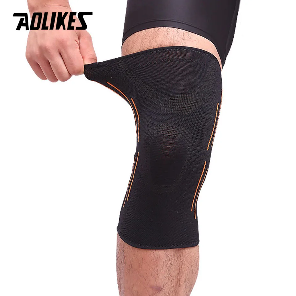 AOLIKES 1 шт. дышащий Elatic Brace Поддержка колена для бега артрит Meniscus Tear Sports суставы наколенники - Цвет: Black