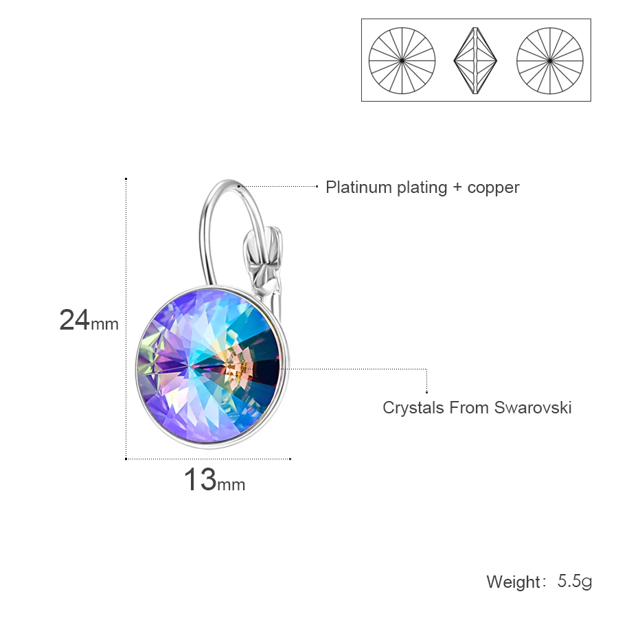 Висячие серьги с кристаллами Swarovski, новые модные висячие серьги, круглые женские серьги Bella, элегантные вечерние ювелирные изделия на свадьбу