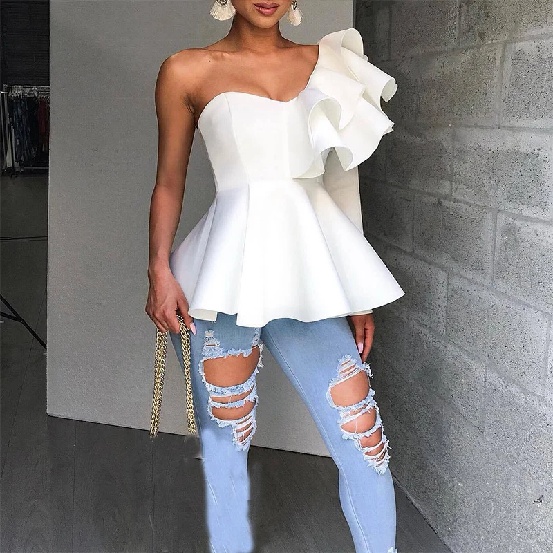 One sleeve ruffle top Clearance