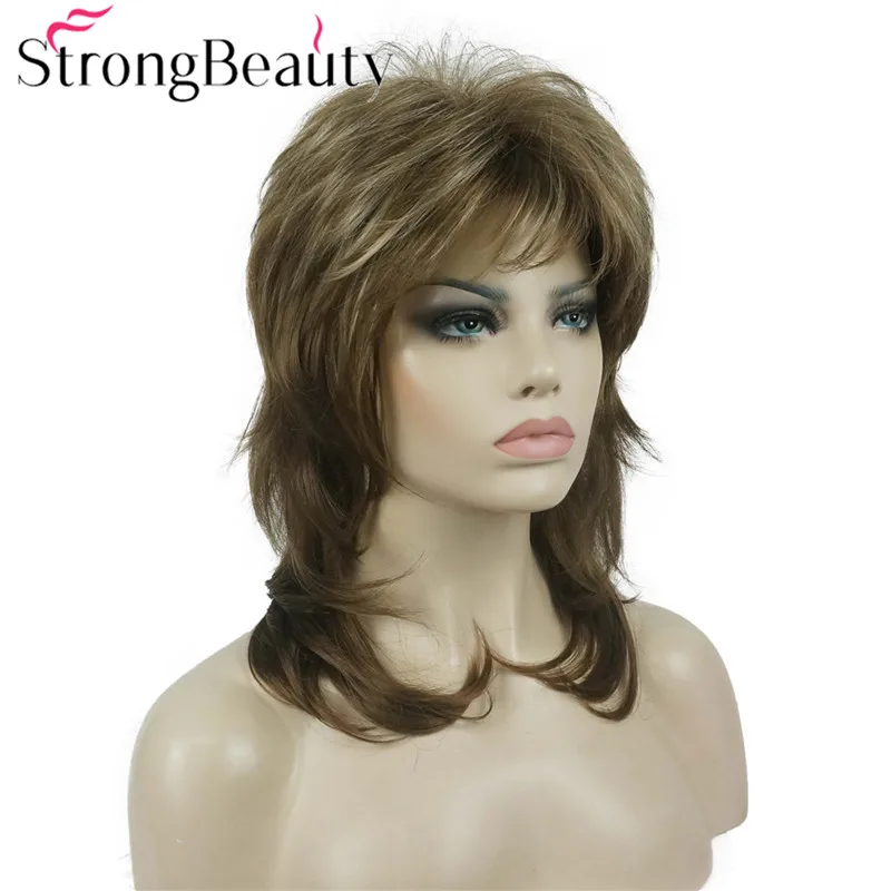 StrongBeauty парик средней длины волнистые волосы натуральные синтетические парики