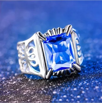 

Black Butler Ciel Phantomhive 925 Sterling Silver Blue Crystal Ring Cosplay Prop
