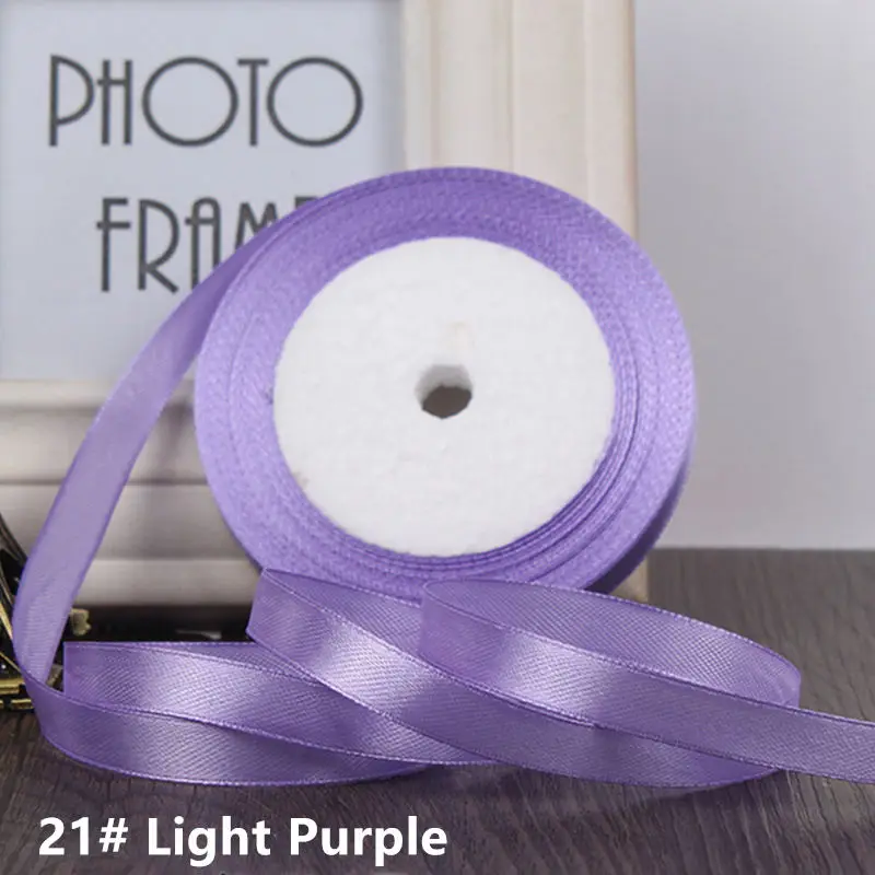 Высокое качество, 25 ярдов/рулон, корсажные атласные ленты для свадьбы, рождественской вечеринки, Decoration6mm-40mm, сделай сам, бант, ремесло, ленты, открытка, подарок - Цвет: Ligth Purple