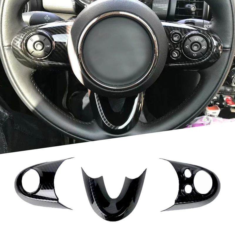 Pаспродажа 3 шт. углеродного волокна Стиль рулевое колесо Чехлы для MINI Cooper F54 F55 F56 F57 F60 Автомобильный интерьер Стикеры аксессуары Чехлы