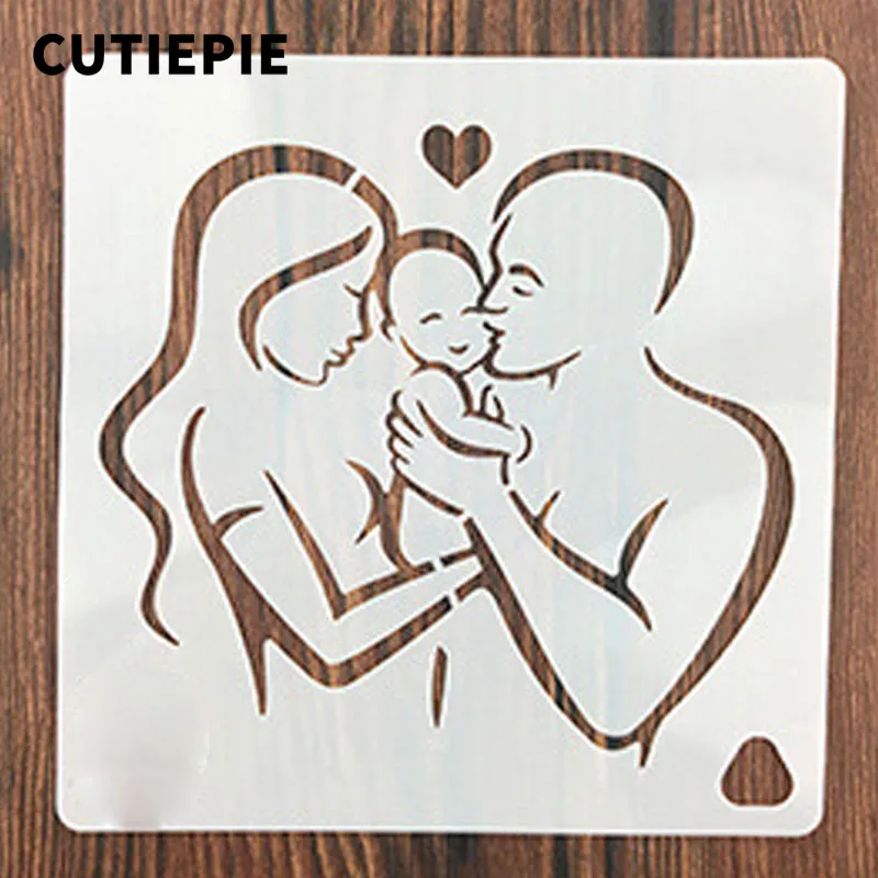

Mom Dad with Heart Baby Stencils For Painting Scrapbooking Stamp Cake Decorating Tool Embossing Paper Cards Album DIY Decoration