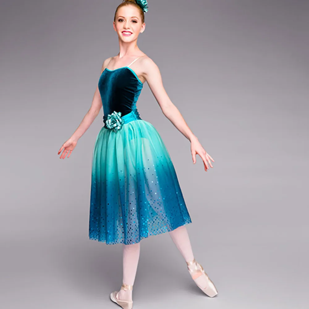 Beauty Ballet Dance Dresses For Girl Blue Color Tutu Bubble Fashion