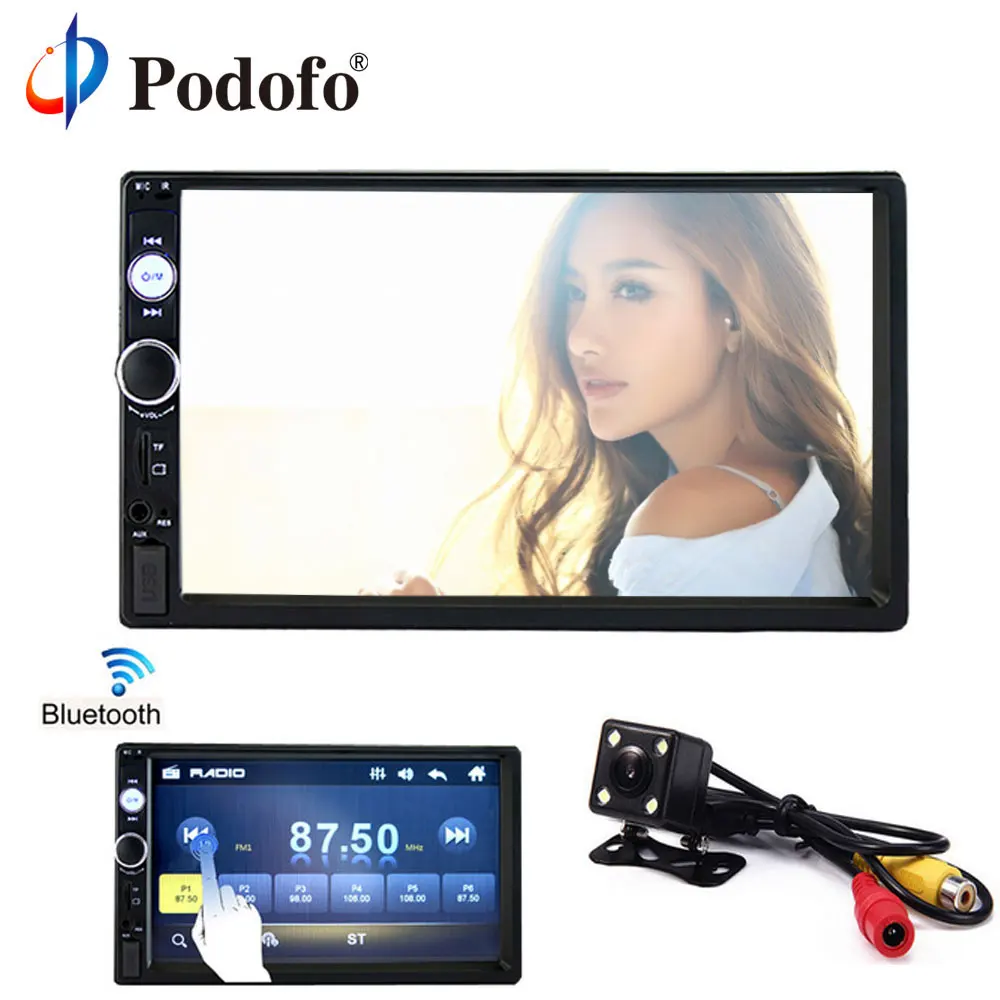 Podofo 2DIN Car Radio 7 Car Stereo Player Car Multimedia Player MP5 Touch Display Bluetooth USB