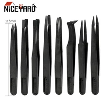 NICEYARD пластик антистатические ручной инструмент черный 1 шт. изогнутые прямые локоть круглый наконечник ESD пинцет точность