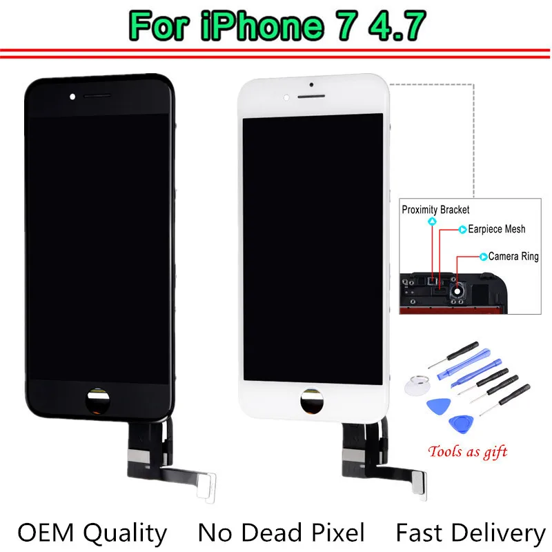 

OEM Quality For iPhone 7 7G 4.7" Full Lcd Display With Touch Screen Digitizer Sensor Assembly Complete+3D Touch with Tools