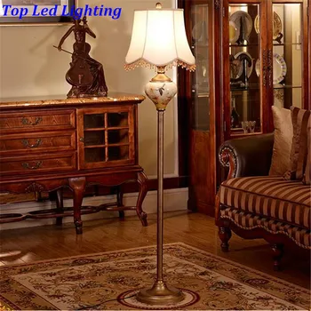 

High Quality European Classical Fabric Hand Painted Glass Led E27 Floor Lamp for Study Living Room Bedroom AC 80-265V 1195