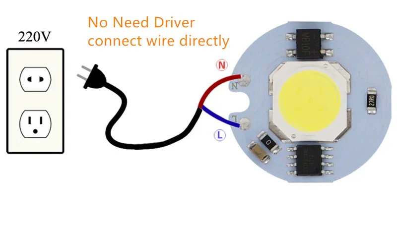 220 В 240 В AC умный IC светодиодный чип 3 Вт 5 Вт 7 Вт 9 Вт светодиодный COB Лампа 180 градусов белый теплый белый для наводнения/вниз светильник 5 шт./лот