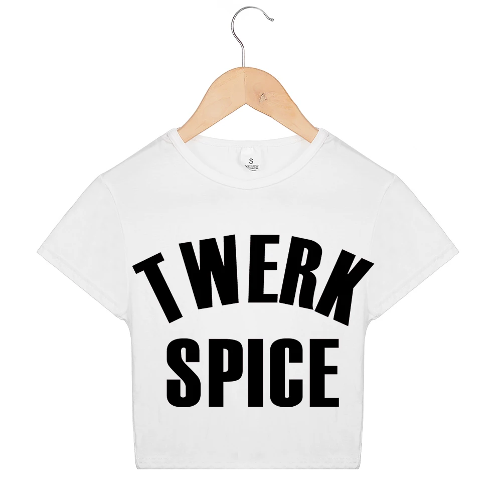 Обрезанный Tumblr женский сексуальный укороченный топ рубашка Twerk Spice с буквенным