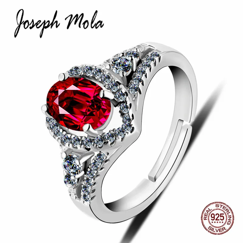 

Joseph Mola Fashion 925 Sterling Silver Ring Women Ruby Gemstone Cubic Zirconia Resizable Ring Engagement Fine Jewelry JMRR0005
