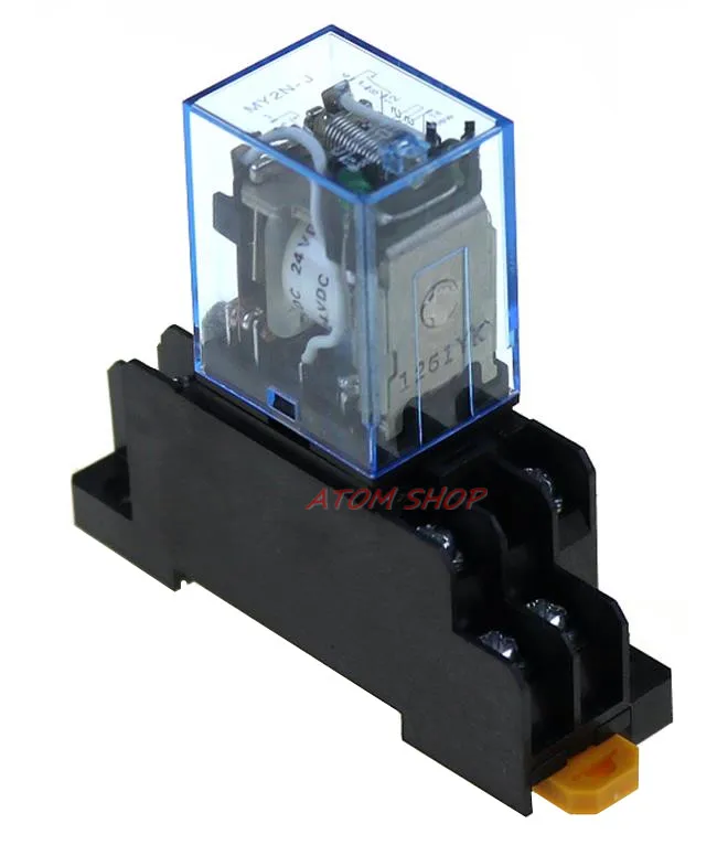 MY2NJ модель DPDT 24V AC DC катушка 8 Pin 35mm DIN реле питания + гнездо|dc coil|power relayrelay socket pin |