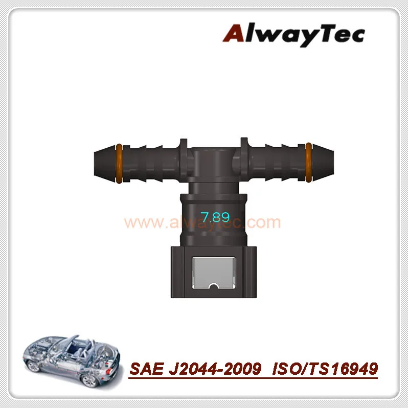 Buy 7.89mm 5/16 "SAE T shape 3 way fuel connector for