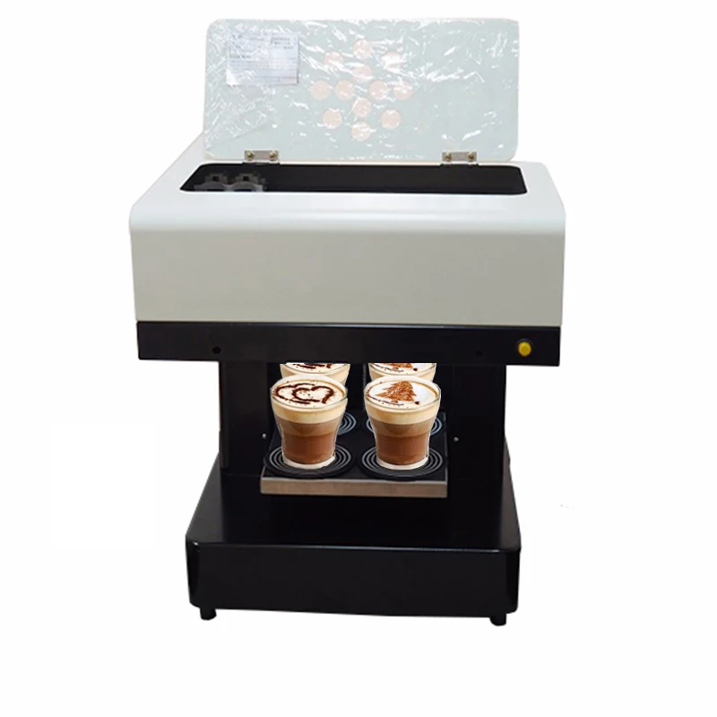 

Vilaxh 4 Cup Coffee Printer 3D Digital Continuous with Edible Ink Latte Ripples Coffee Selfie Art Printer