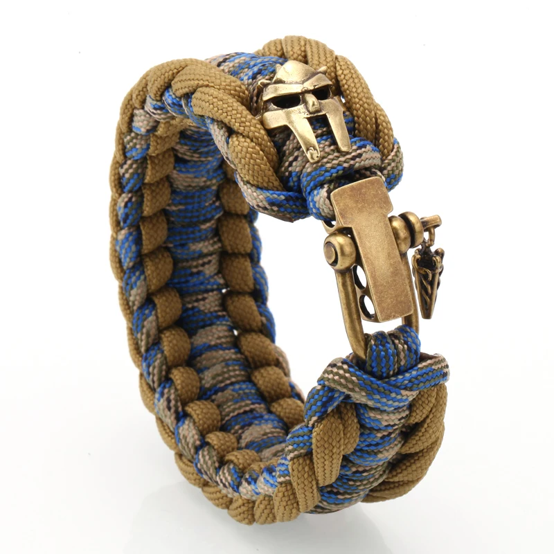 Men Bracelet Survival Paracord Bracelets Shackle Buckle Handmade Weaved
