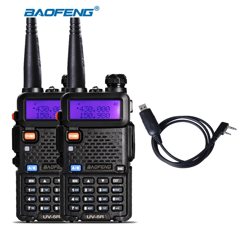 2 шт Baofeng UV-5R Двухдиапазонная рация UHF VHF радио связь UV5R портативная Рация Набор Baofeng 5R радиоприемники черный