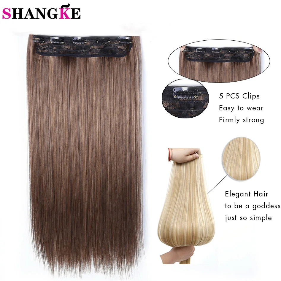 80cm 100cm Long Straight Women Clip in Hair Extensions Heat Resistant Synthetic Hair Piece Hairstyle SHANGKE
