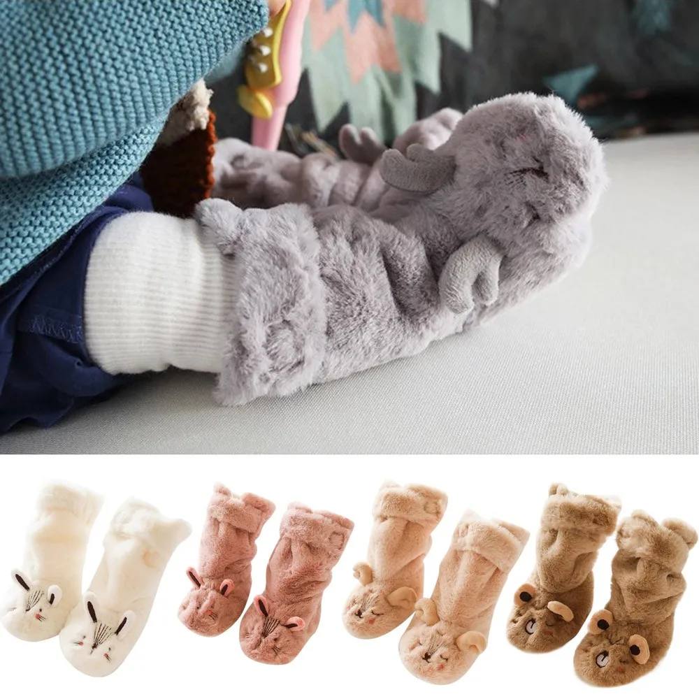Милые детские носки толстые теплые нескользящие носки с рисунками животных для маленьких девочек и мальчиков тапочки г., зимние Chaussettes de sol