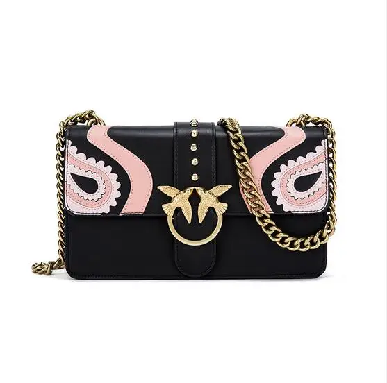 The euramerican style high quality fashion Double swallow lock Chain bag women single shoulder bag crossbody bag.