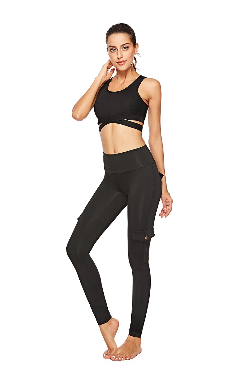 Kaminsky/черные женские леггинсы с высокой талией и карманами, модные штаны с эффектом пуш-ап, обтягивающие дышащие леггинсы для фитнеса
