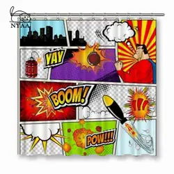 NYAA вектор Ретро комиксов речи пузыри иллюстрации занавески для душа полиэстер ткань шторы домашний декор