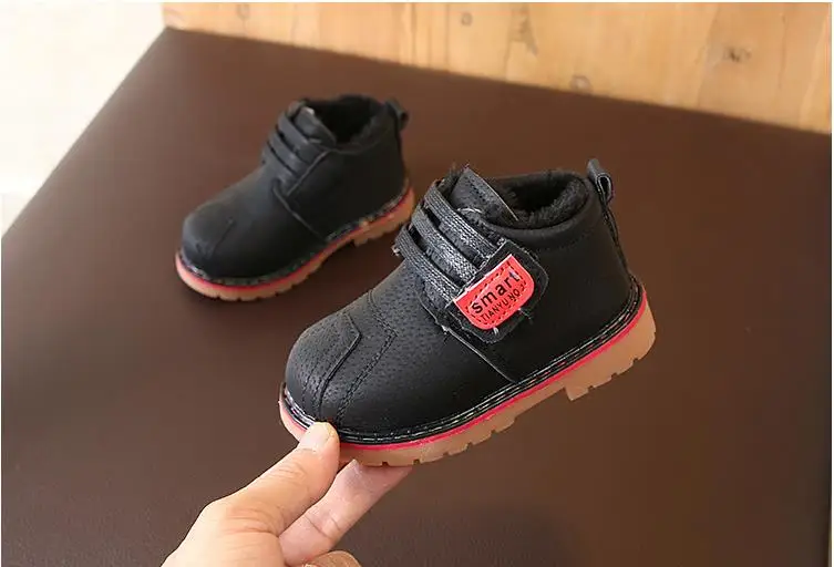 HaoChengJiaDe/зимние ботинки; кожаные детские ботинки с густым мехом; модельные туфли; черные кроссовки для девочек; обувь для мальчиков