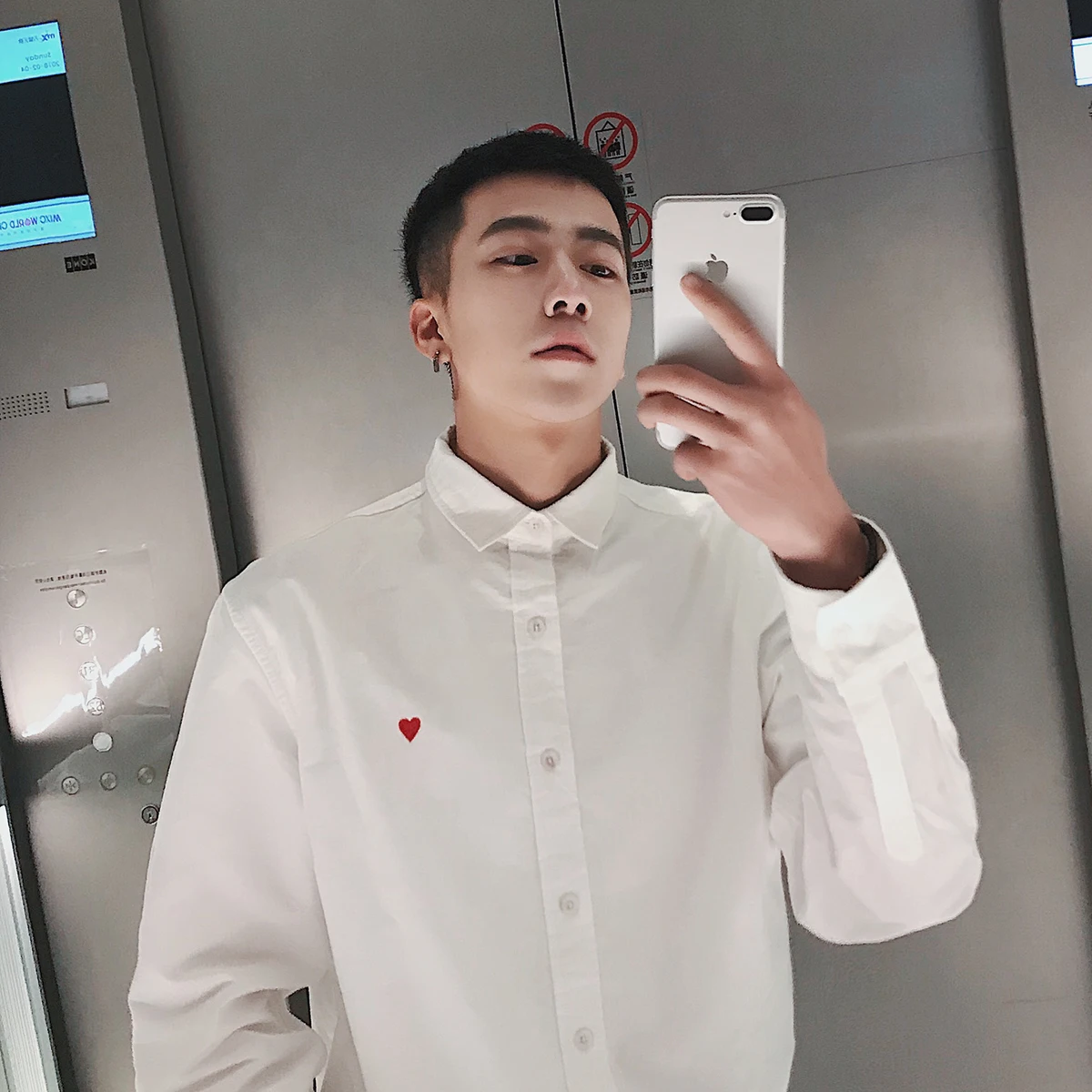 

2018 Korean Style Men's Fashion Coats Long Sleeves Embroidery Shirts Loose Casual Black/white Color Cotton Clothes Size S-XL