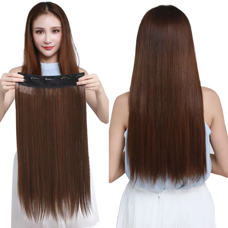Прямые накладные волосы на заколках, 5 клипсов, 24 дюйма, 120 г, Синтетические длинные накладные синтетические волосы для женщин, натуральные волосы 66