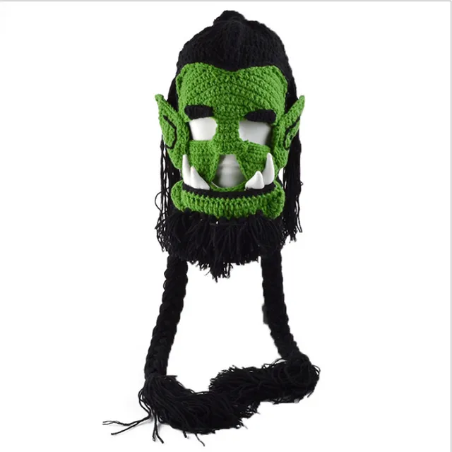2018 novelty mens caps handmade crochet winter warm hats warcraft game thrall masks funny halloween xmas