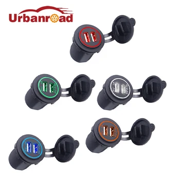 

1PC auto motorcycle dual usb car charger socket power adapter 5v 2.1a/1A auto charger usb For Iphone Ipad Samsung S5/S6/Note